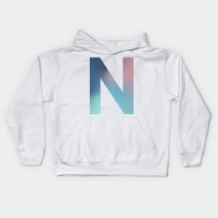 Gradient Letter N Initial Alphabet Kids Hoodie